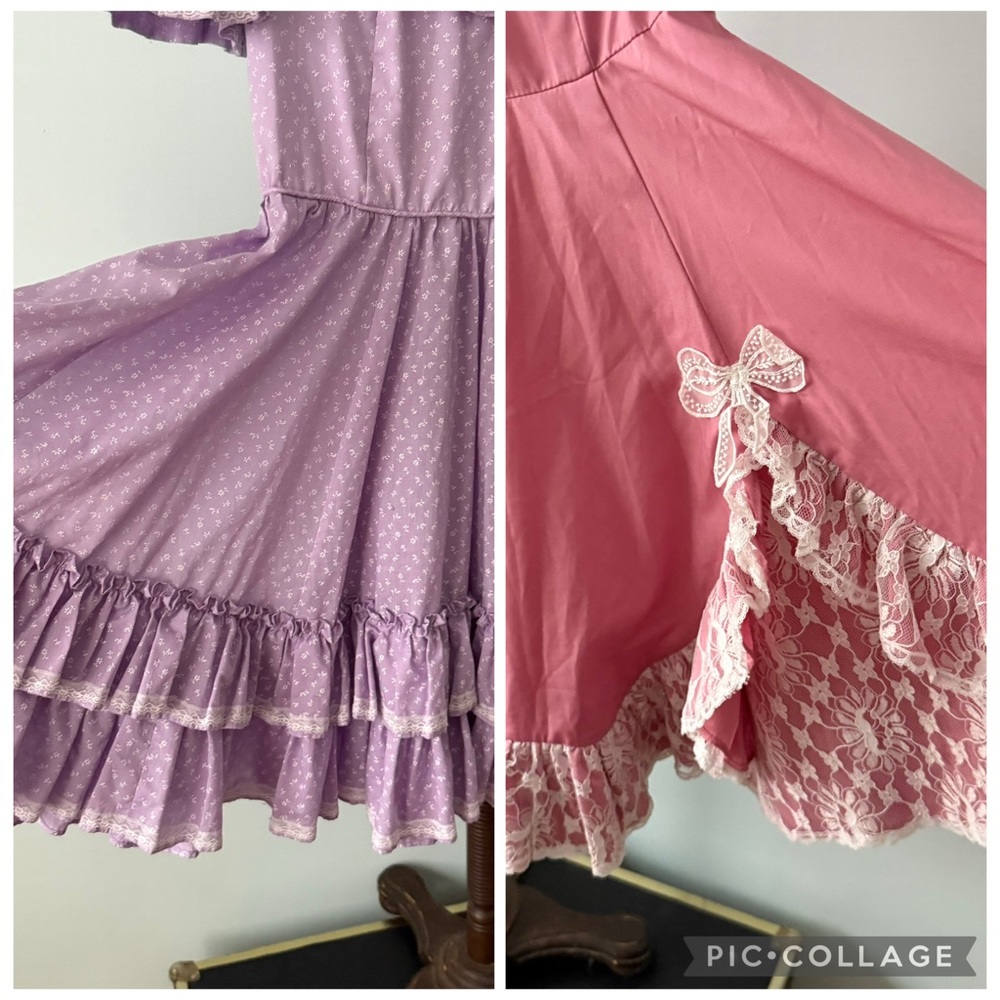 ✨ Vintage Prairie Square Dance Dress Bundle Lace Ruffle Cottagecore XS - Picture 6 of 11